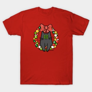 🐈 Christmas Cat Wreath T-Shirt